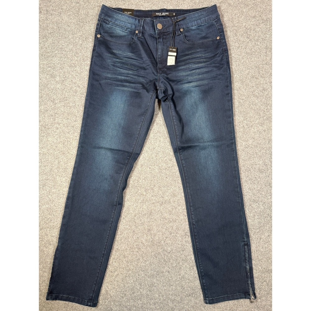 Max Jeans Womens Skimmer Skinny Jeans Asphalt Blue Ankle Zip Stretch Size 10